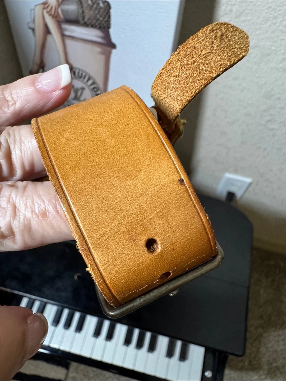 Louis Vuitton Original Brown Leather  Luggage Tag & Poignet Set